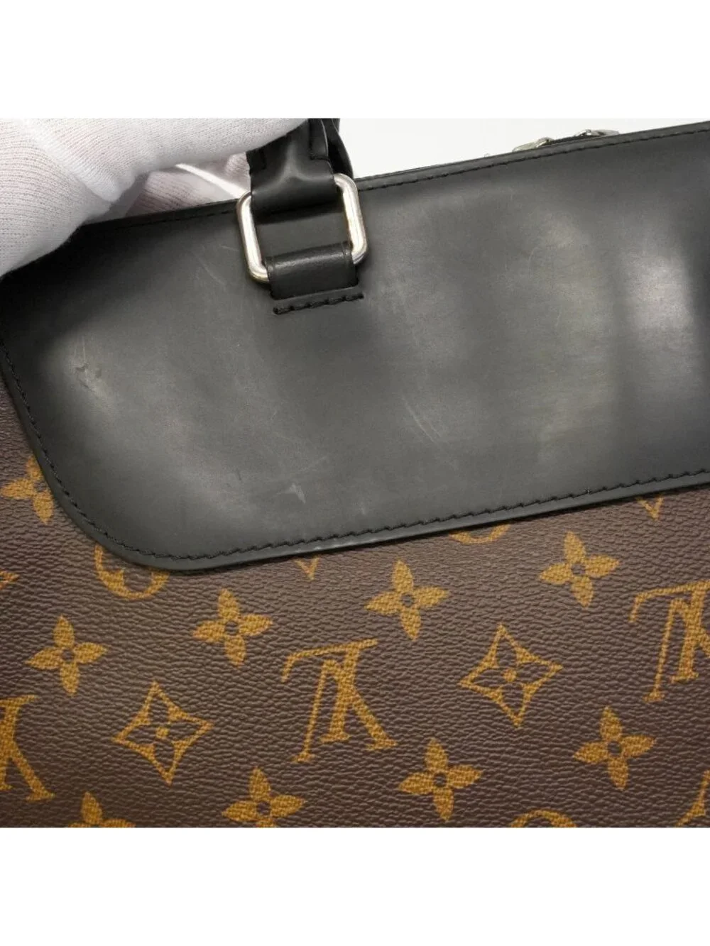 Louis Vuitton Business Bag Monogram Macassar Porte Documents Jour Brown Black